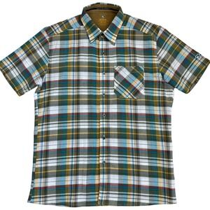 Kuhl Mens Short Sleeve Button Up Shirt Plaid Organic Cotton Hiking Outdoors Sz M